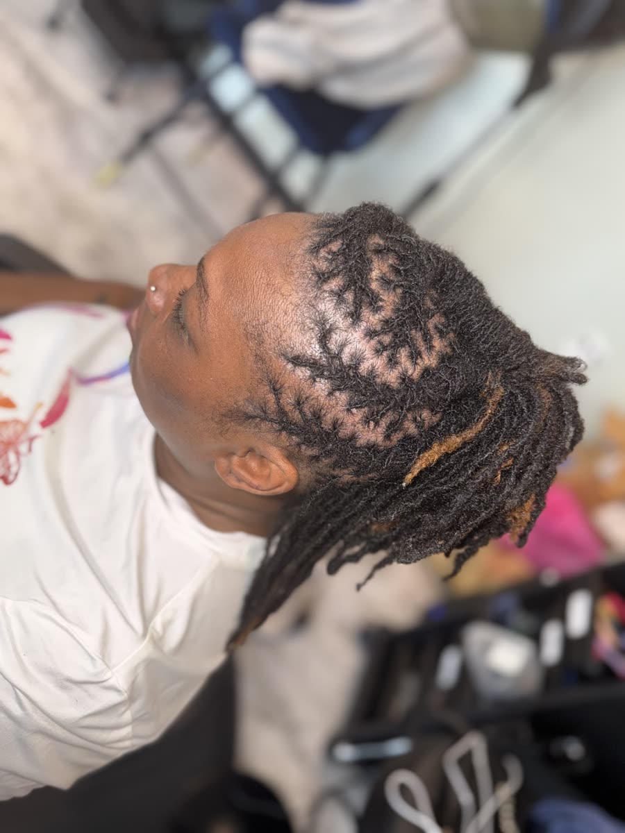 Side view locs with blonde tips