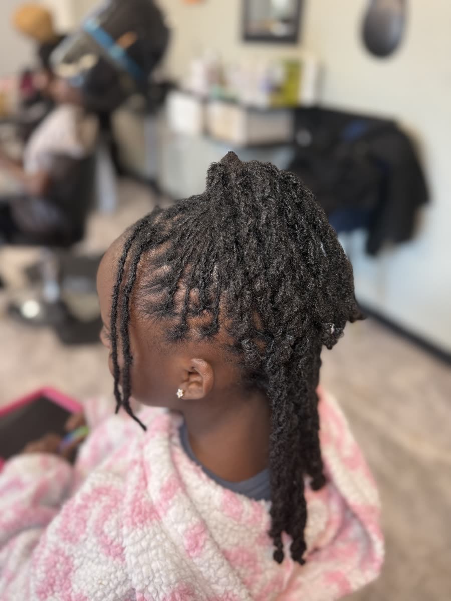 Kids starter locs, side view